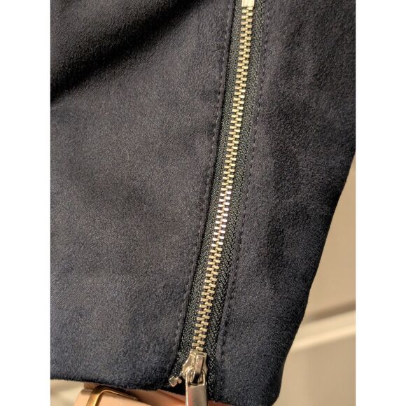 Banana Republic Navy Vegan Suede Biker Jacket with Gold Accent Zippers Large - Picture 7 of 9